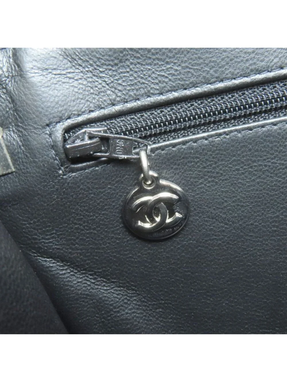 Chanel Quilted Double Face Silver Handbag Grained Calfskin